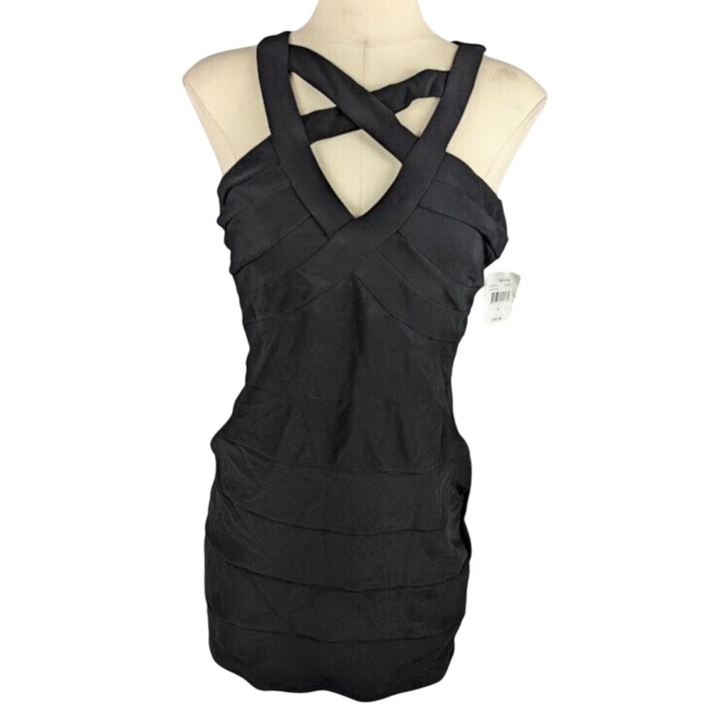 Crystal Doll Juniors' Banded Cutout Bodycon Dress Black Size 9